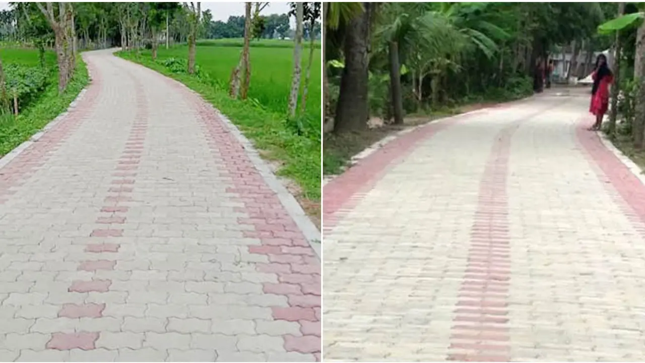নাটোরে দেশের প্রথম ইউনিব্লকের রাস্তা