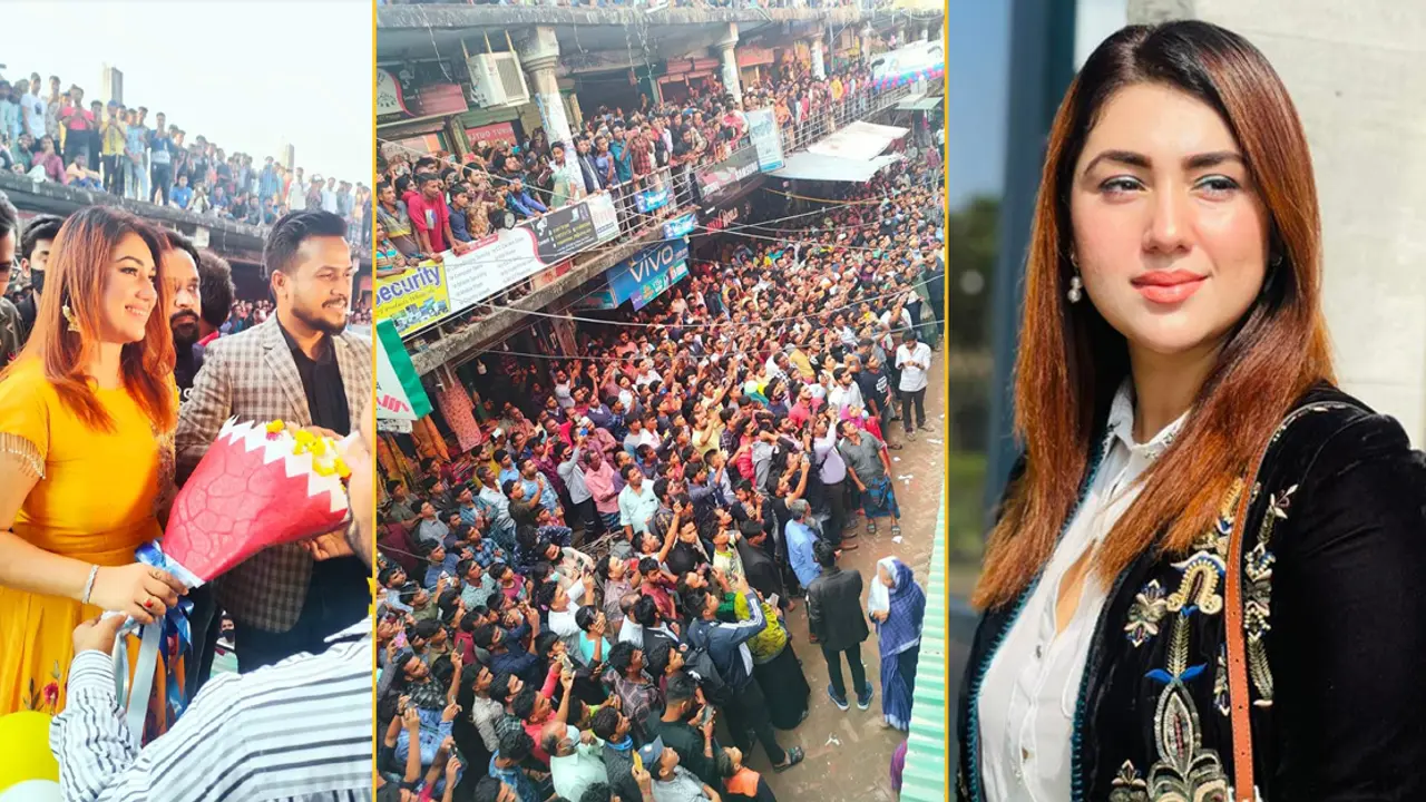 অপু বিশ্বাসকে দেখতে আবারও জনস্রোত