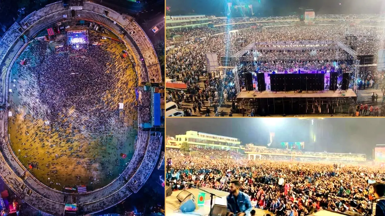 ব্যান্ড মিউজিকের উন্মাদনায় চট্টগ্রামের স্টেডিয়াম যেন জনসমুদ্র!