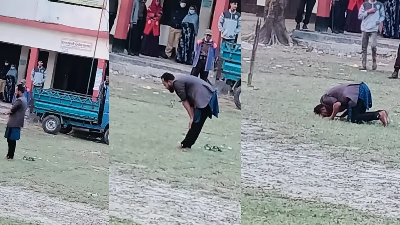 জয়ী হয়ে ভোটের মাঠে নামাজ পড়লেন প্রার্থী