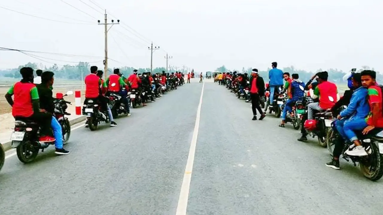 শেরপুরে ৩ দাবিতে মোটরসাইকেল শোভাযাত্রা