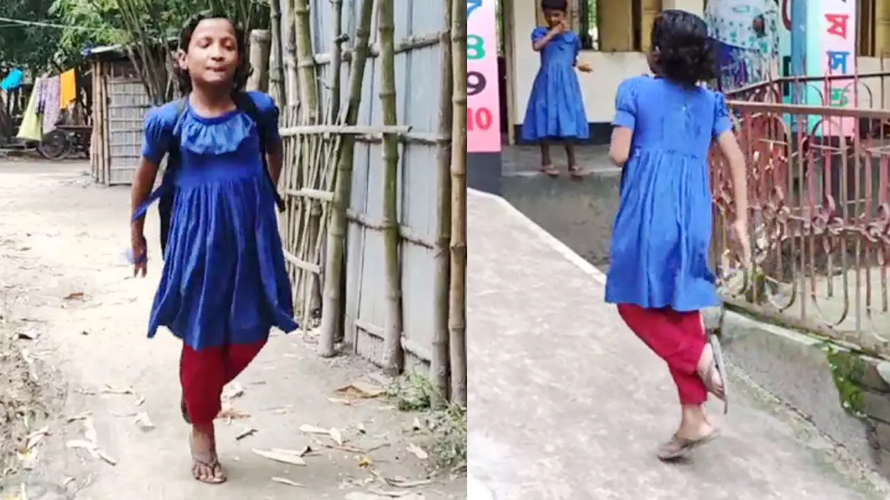 এক পায়ে লাফিয়ে ১ কিমি পেরিয়ে স্কুলে যায় সুমাইয়া