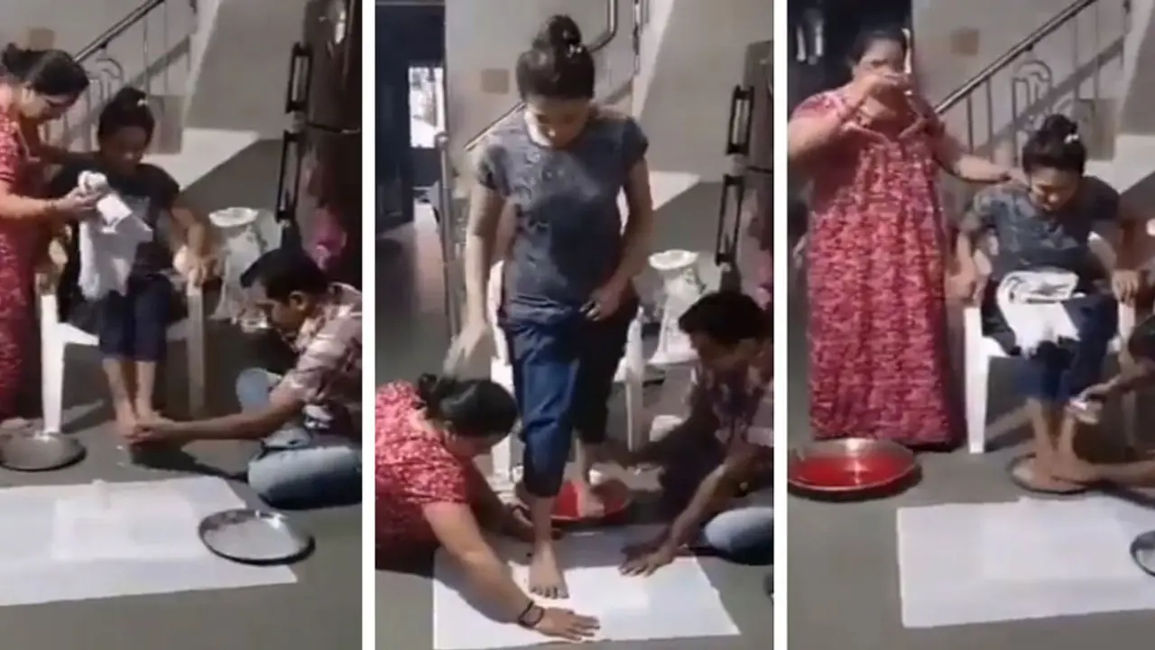 ভিডিও: শ্বশুরবাড়ি যাওয়ার আগে মেয়ের পা ধোয়া দুধ পান করলেন বাবা-মা