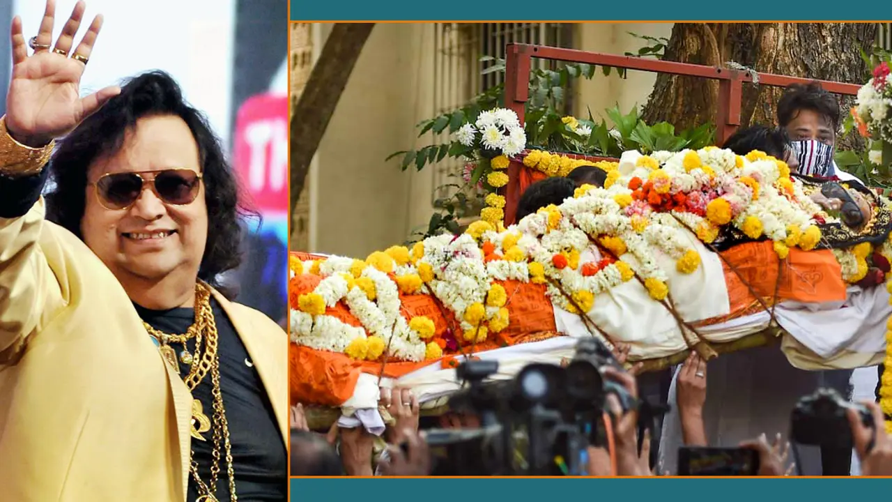 শেষযাত্রাতেও বাপ্পী লাহিড়ীর চোখে সানগ্লাস!