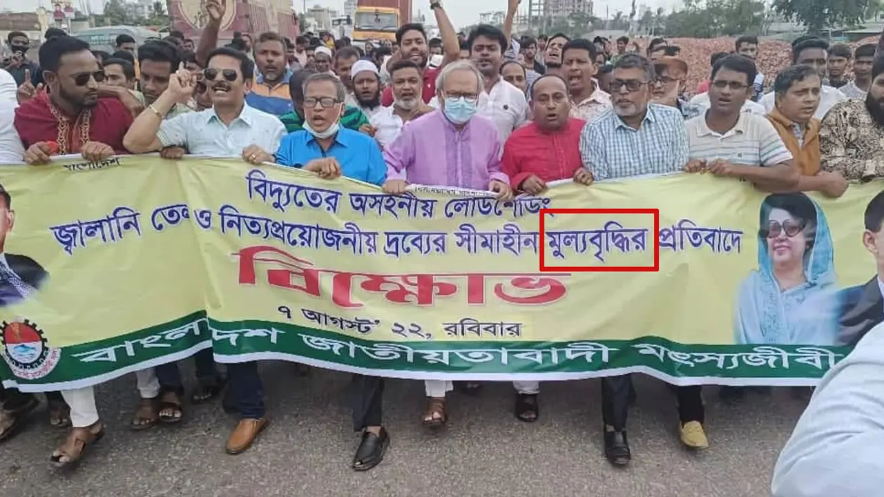 ভুল বানানের ব্যানার নিয়ে রিজভীর ঝটিকা মিছিল