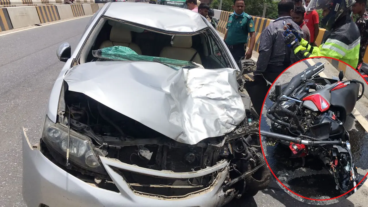 ফ্লাইওভারের ওপর প্রাইভেট কার-মোটরসাইকেল সংঘর্ষে নিহত ৩