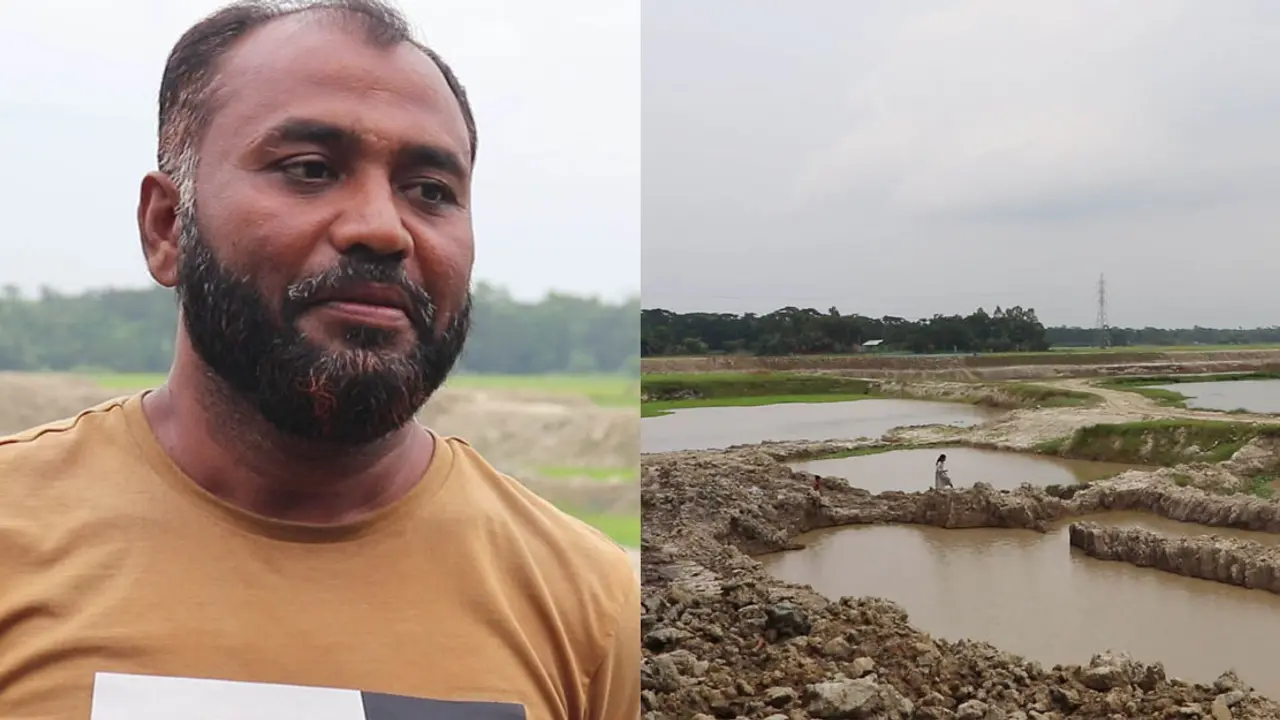 জোর করে মাটি কেটে জমির মালিকের কাছেই চাঁদা দাবি