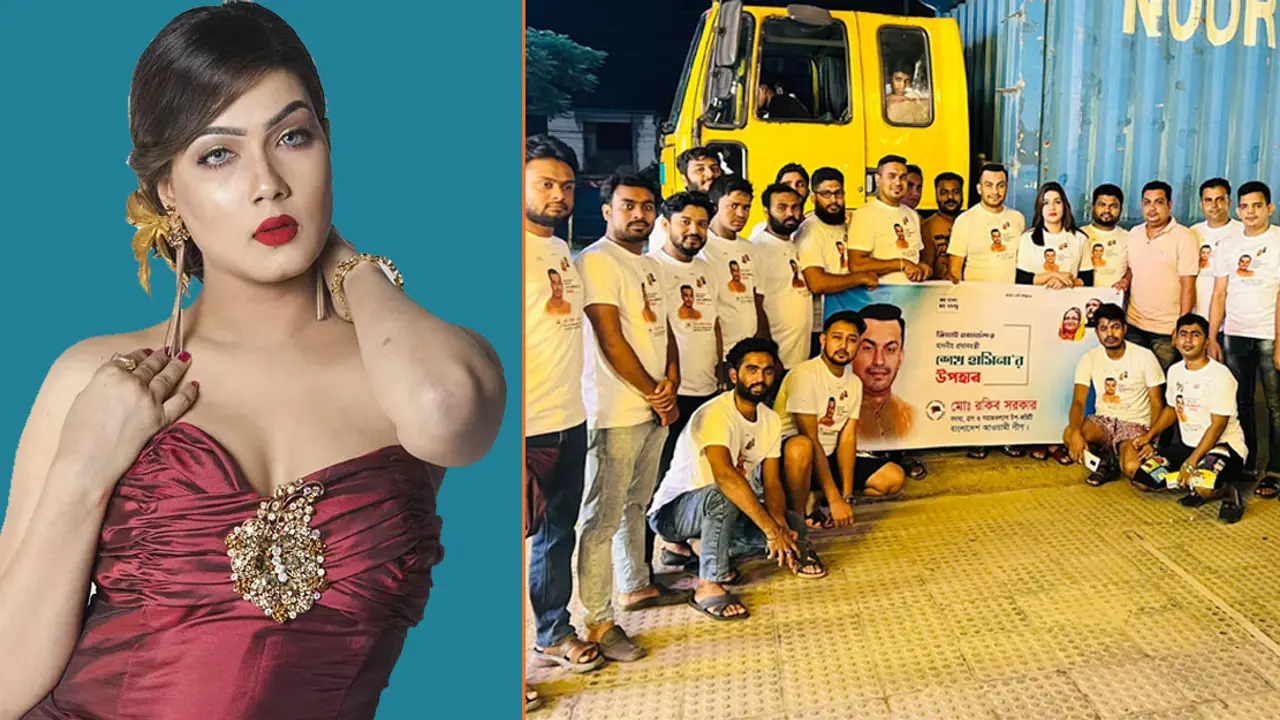 ৫ হাজার মানুষের জন্য ত্রাণ নিয়ে স্বামীসহ সিলেটে মাহি