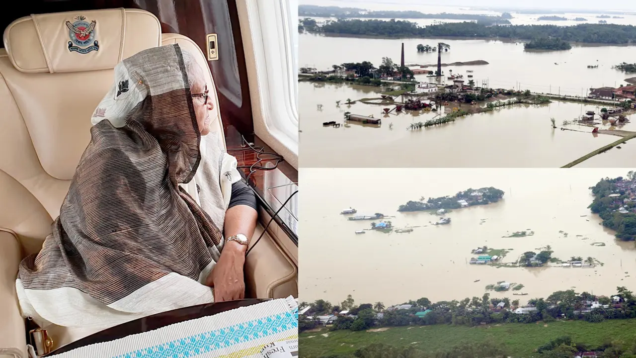 বন্যাকবলিত এলাকা পরিদর্শনে প্রধানমন্ত্রী