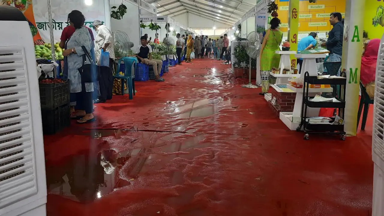 ফল মেলায় বৃষ্টির বাগড়া