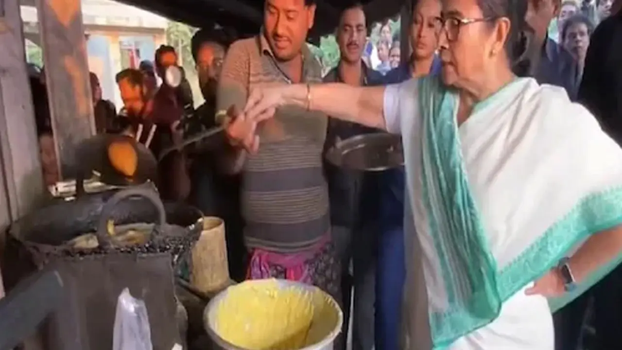 দোকানে ঢুকে মমতা বললেন সরো দেখি, ভাজতে শুরু করলেন চপ