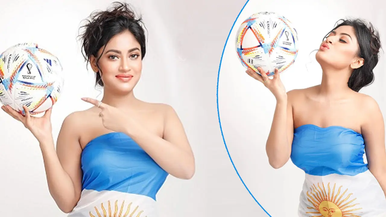 আর্জেন্টিনার পতাকা গায়ে জড়িয়ে সমর্থন জানালেন নায়িকা