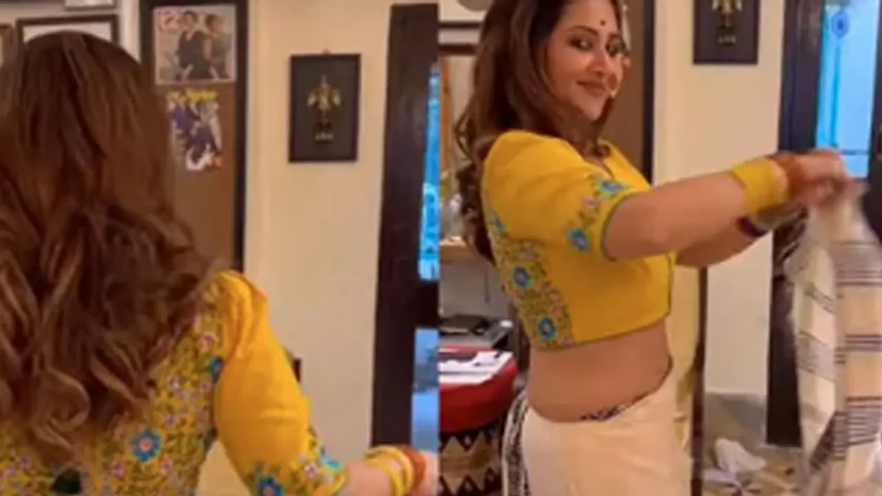 ক্যামেরার সামনে এক মিনিটে শাড়ি পরলেন স্বস্তিকা!