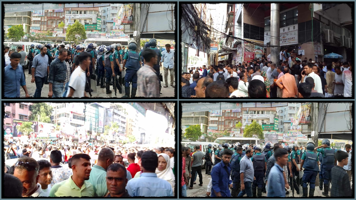 বিএনপি কার্যালয়ের সামনে বাড়ছে নেতাকর্মী, সতর্ক পুলিশ