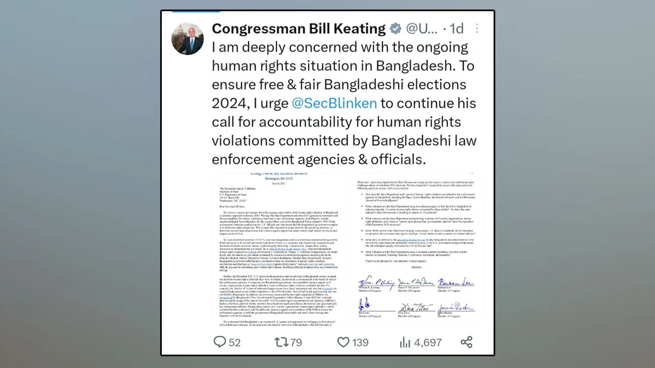 এবার বাংলা‌দে‌শ ইস্যুতে ব্লিঙ্কেনের কাছে ৬ কংগ্রেসম্যানের চিঠি