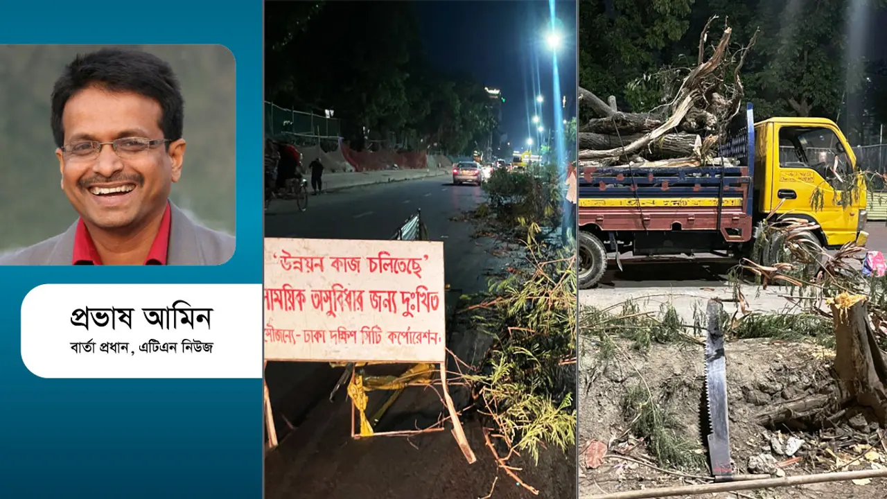 সাতমসজিদ সড়কে গাছ কাটা : ‘প্রতিবাদ হবে রক্ত পলাশে রক্ত জবায়’