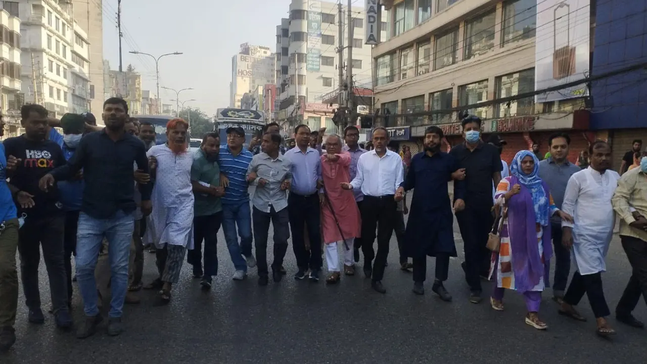 রিজভীর নেতৃত্বে রামপুরায় মিছিল