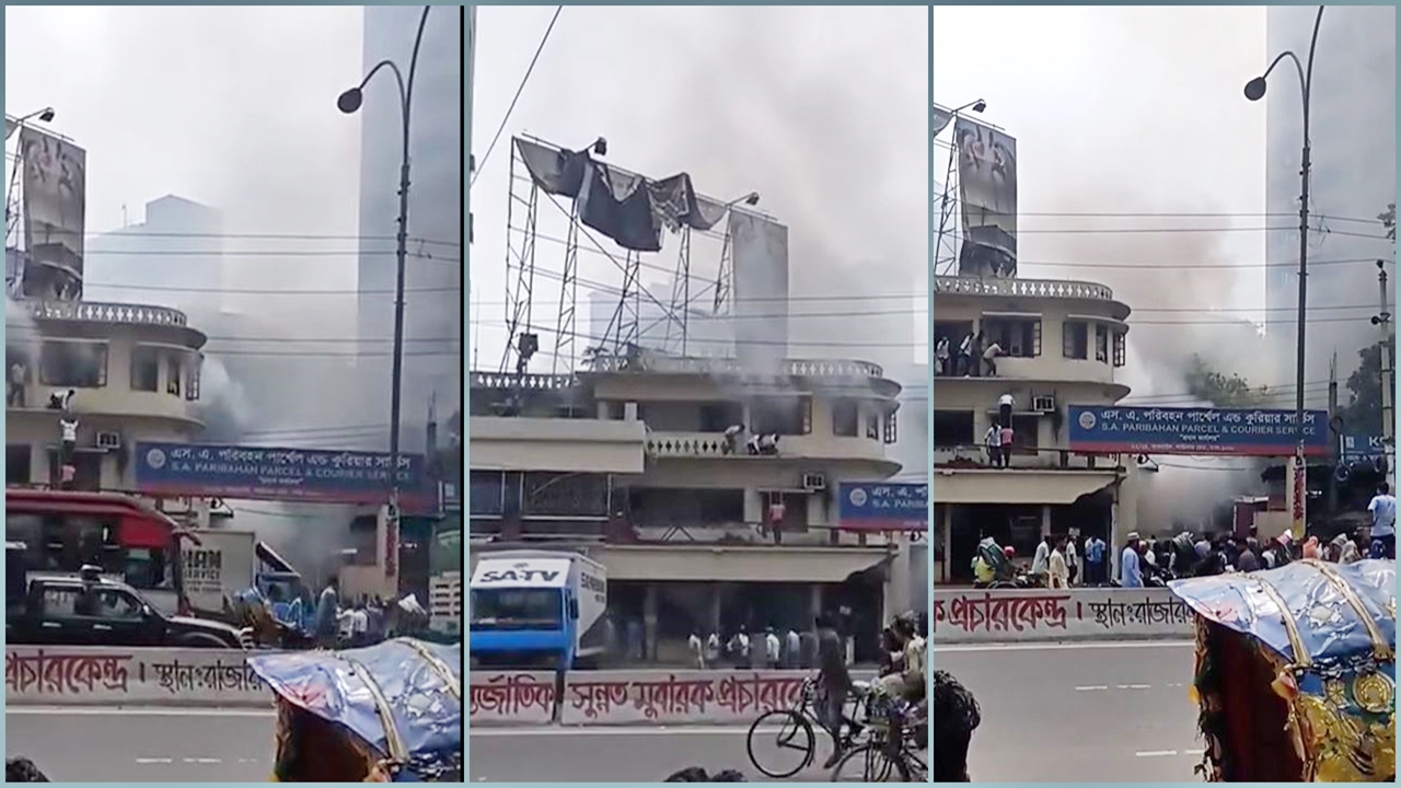 কাকরাইলে এসএ পরিবহন কার্যালয়ে আগুন