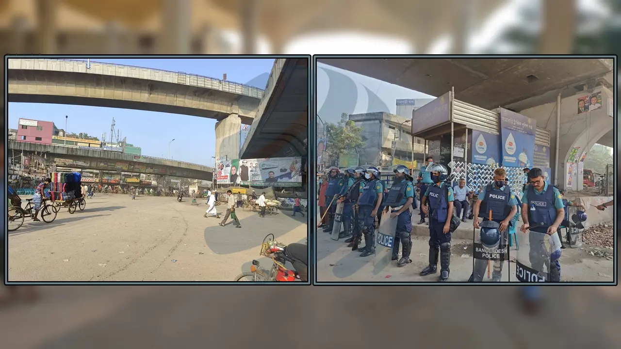 ফাঁকা যাত্রাবাড়ীতে প্রস্তুত পুলিশ, ছাড়ছে না দূরপাল্লার বাসও