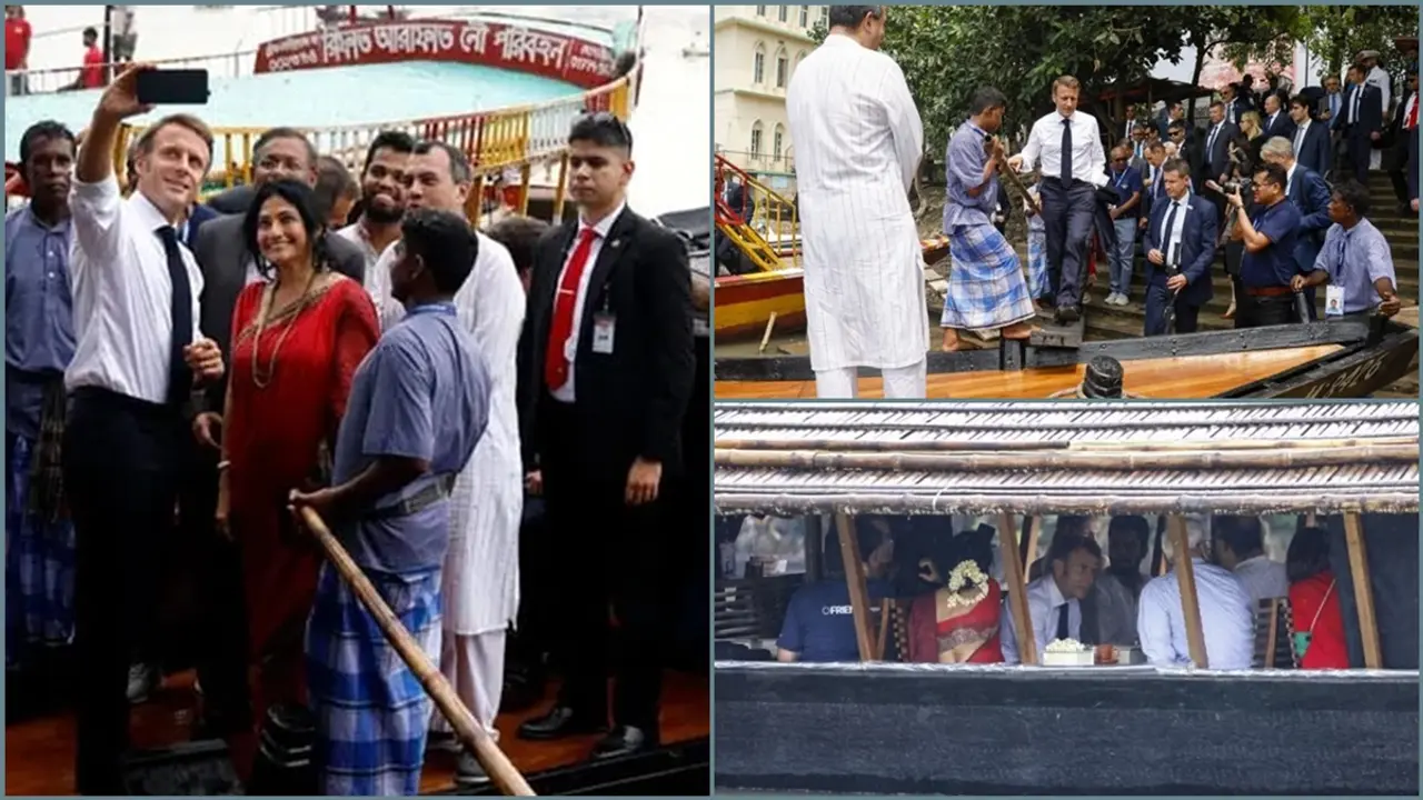 নৌকায় করে তুরাগ নদ ঘুরলেন ফরাসি প্রেসিডেন্ট ম্যাক্রোঁ