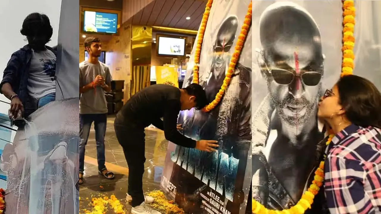 জওয়ান: কেউ শুয়ে পড়লেন পা ধরে, কেউ মাথায় ঢাললেন দুধ!