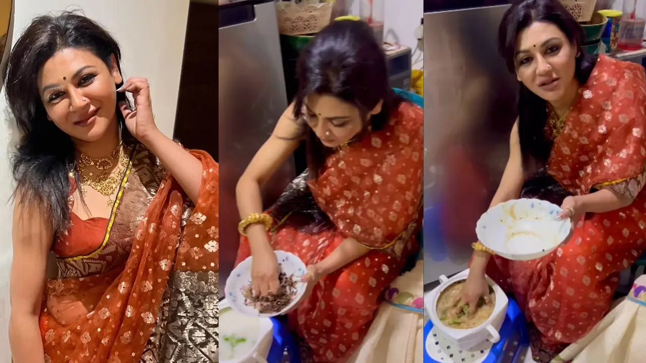 শাড়ি কোমরে গুঁজে নিজ হাতে পান্তা-ভর্তার আয়োজন করলেন জয়া