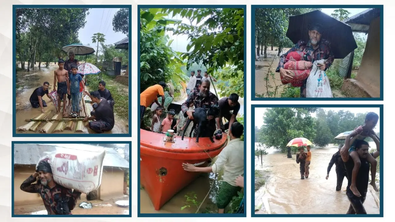 খাগড়াছড়িতে বন্যাদুর্গতদের উদ্ধার ও ত্রাণ সহায়তায় বিজিবি