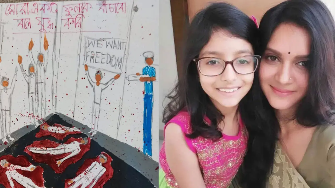 ছবি এঁকে মিথিলা কন্যা আয়রার প্রতিবাদ