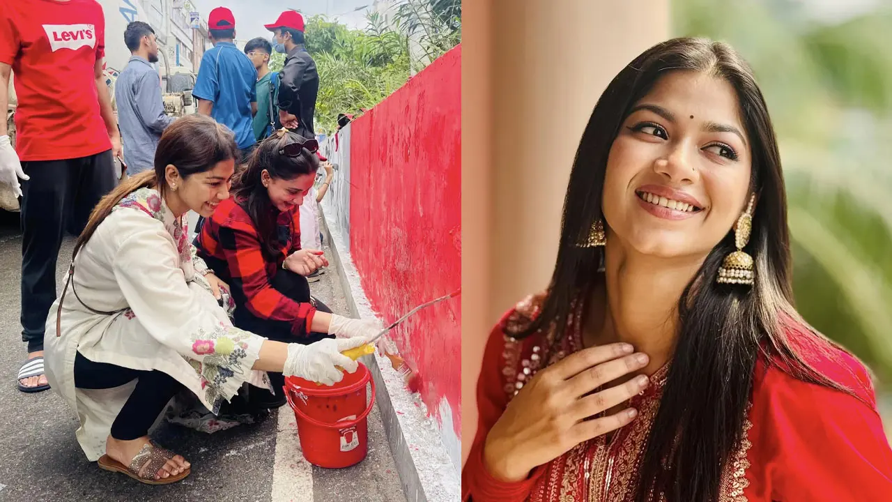 ছাত্রদের সঙ্গে গ্রাফিতি অঙ্কন পারসা ইভানার, কী আঁকলেন তিনি?