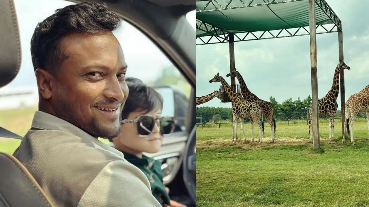 পরিবার নিয়ে পশুপাখির সান্নিধ্যে সাকিব