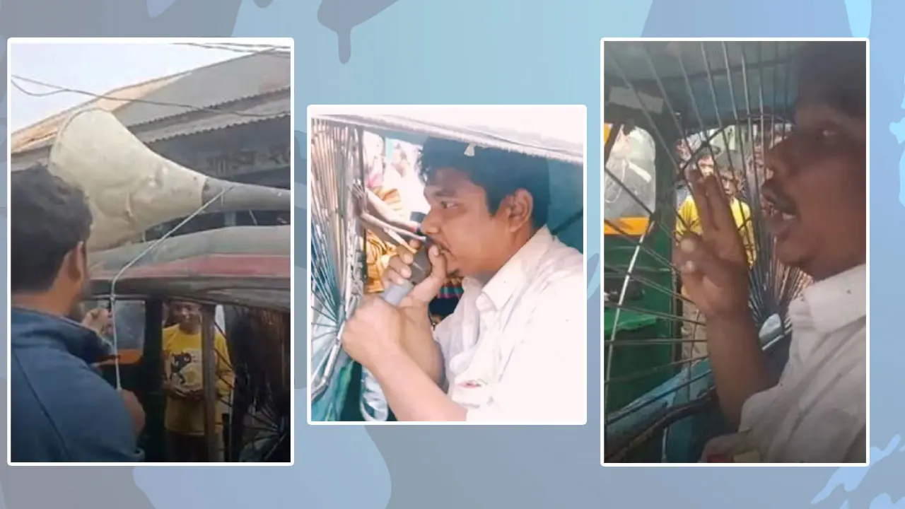 অটোরিকশার ব্যাটারি চুরি হওয়ায় মাইক ভাড়া করে চোরকে গালাগালি