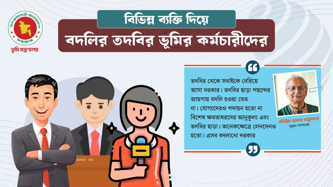 রাজনৈতিক ব্যক্তিদের দিয়ে বদলির তদবির করাচ্ছেন ভূমির কর্মচারীরা