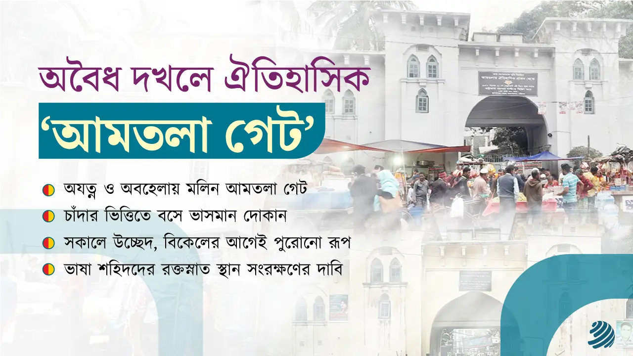 অবৈধ দখলে মলিন ভাষা আন্দোলনের স্মৃতিবিজড়িত ‘আমতলা গেট’
