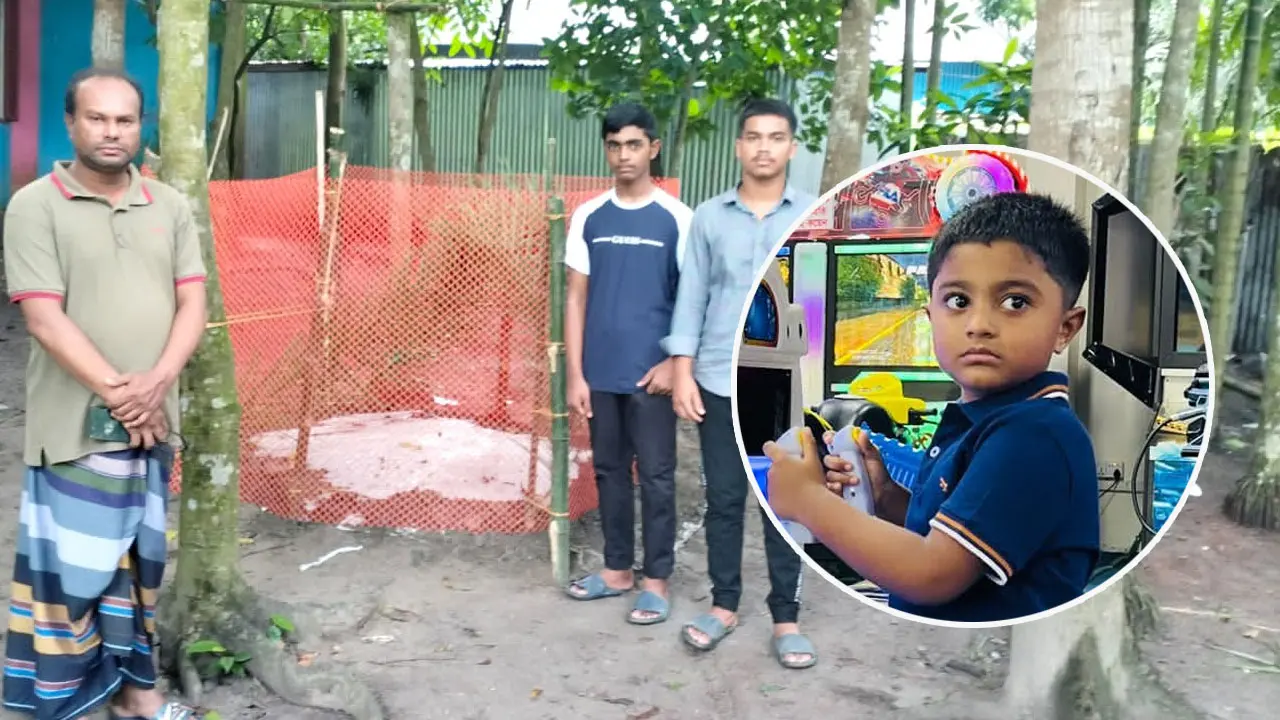 মা-বাবার সঙ্গে বেলকনিতে দাঁড়িয়ে থাকা শিশু আহাদের চোখে লাগে গুলি