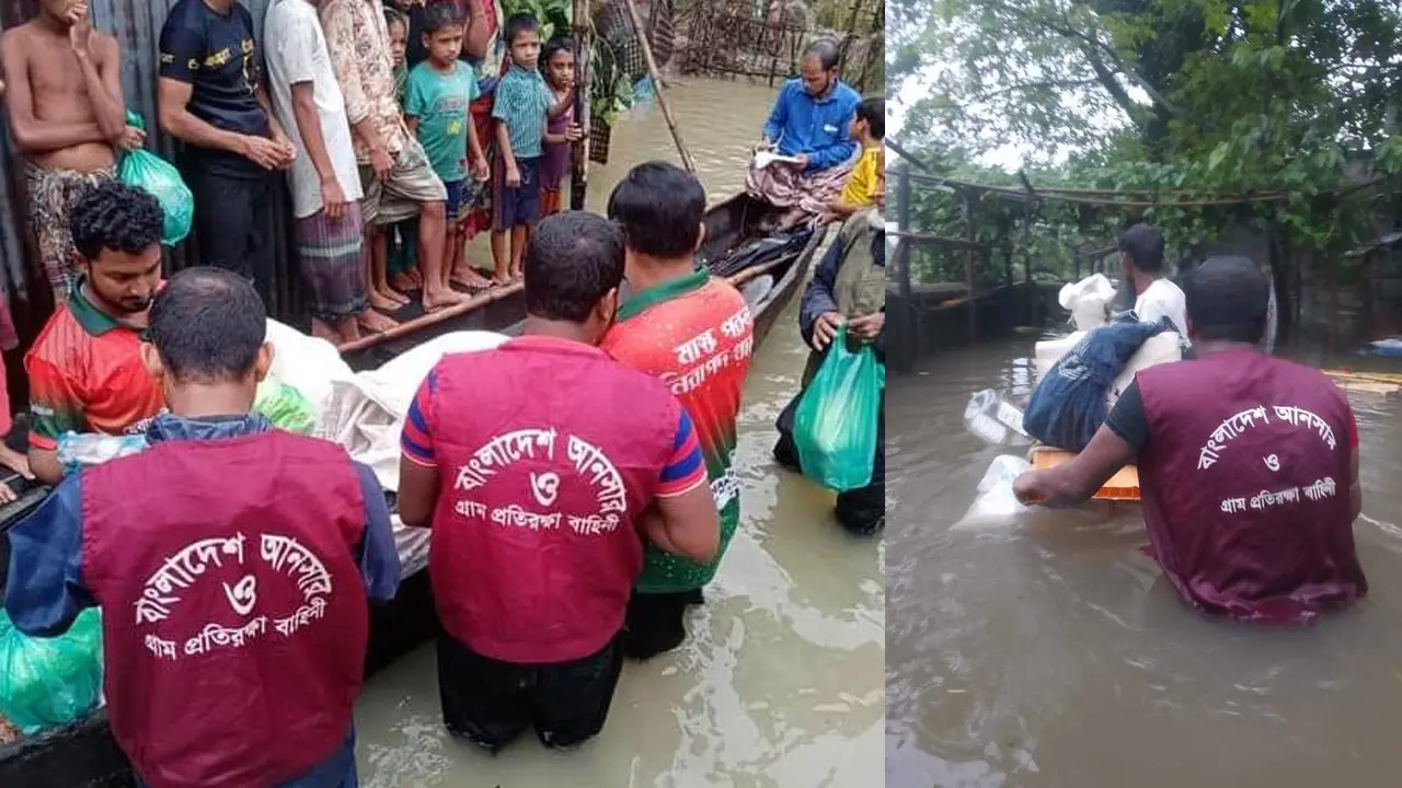 সিলেটে বন্যার্তদের সহায়তায় আনসার বাহিনী, সবার ছুটি বাতিল