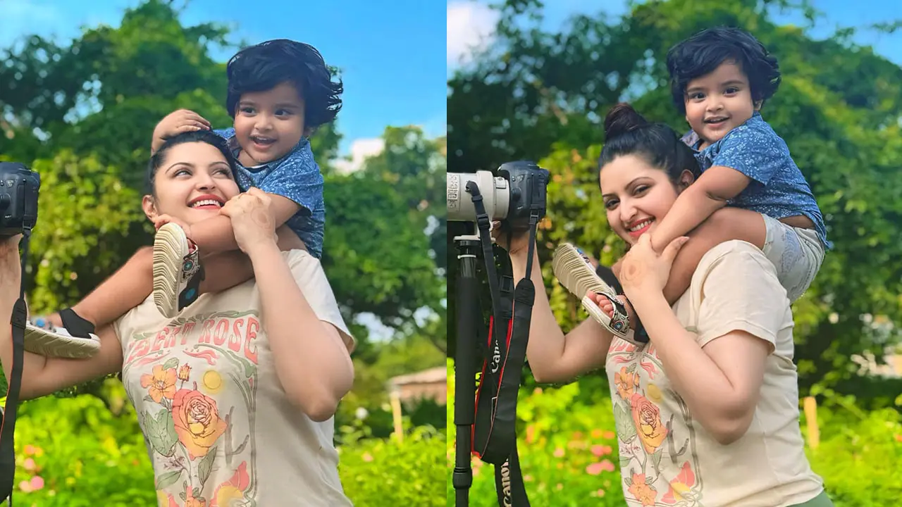 ছেলে পূণ্যকে নিয়ে সবুজের রাজ্যে পরীমণি