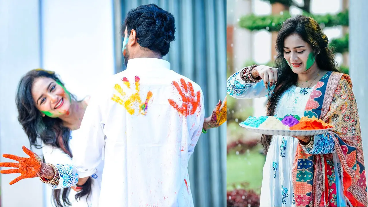 বিয়েতে রঙ খেলায় মেতেছেন সালমান-নাদিয়া