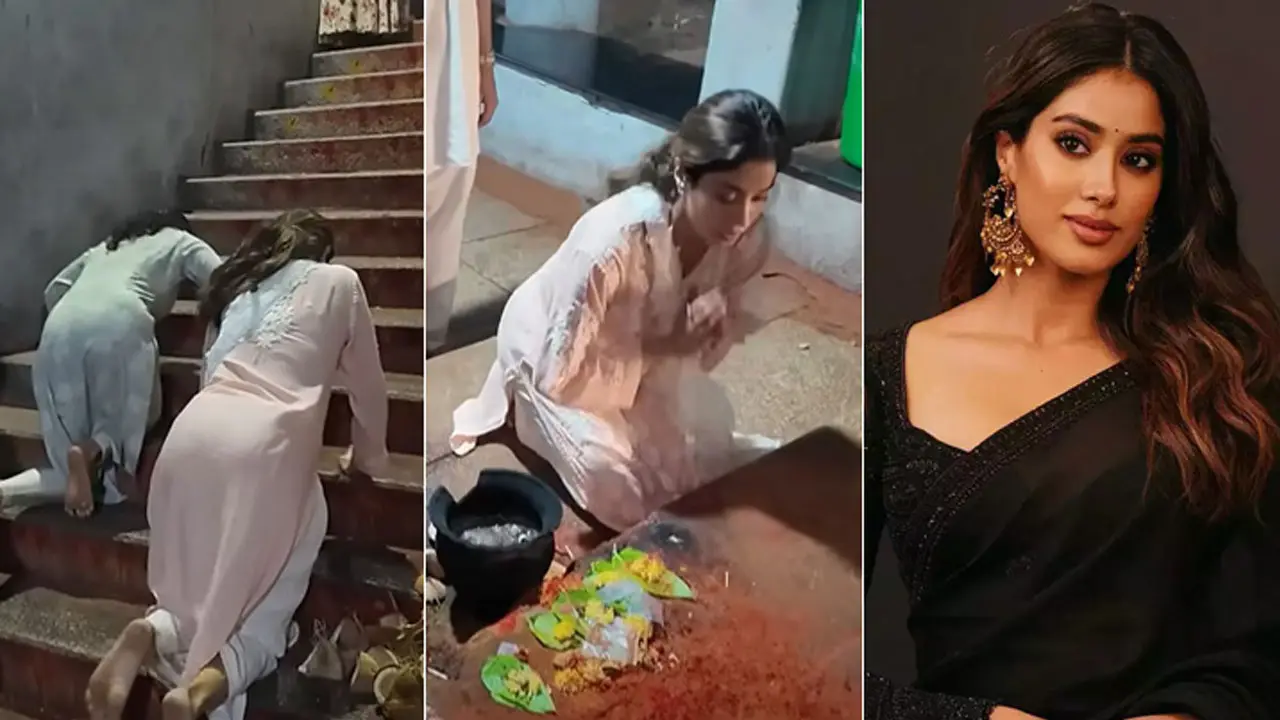 হাঁটুতে ভর দিয়ে তিরুপতি মন্দিরে জাহ্নবী