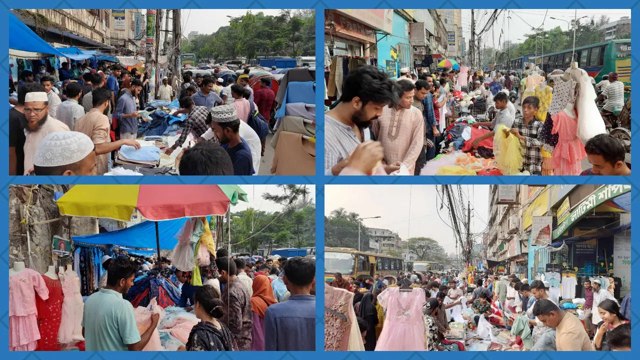 ফুটপাতে জমতে শুরু করেছে ঈদ বাজার