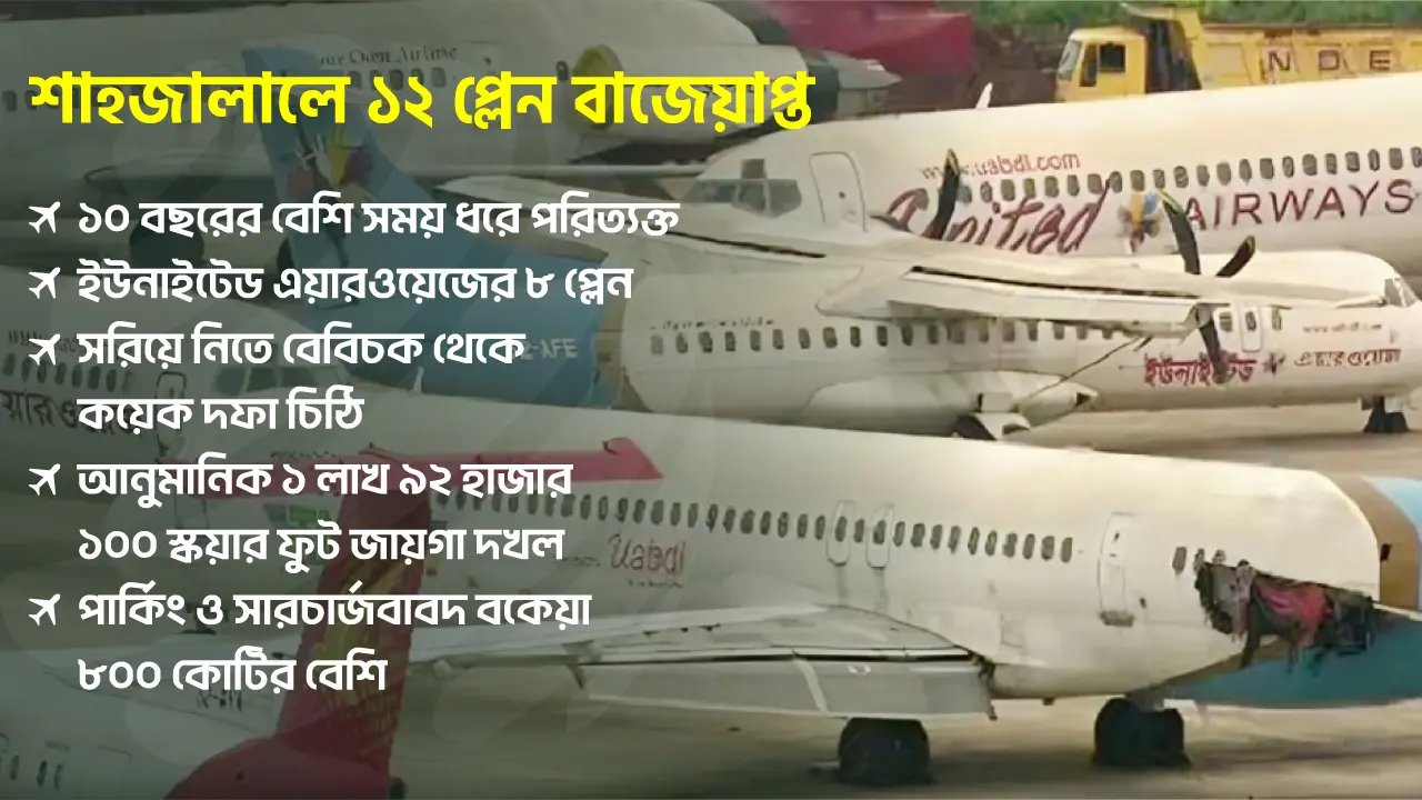 শাহজালাল বিমানবন্দরের ১২ প্লেন বাজেয়াপ্ত