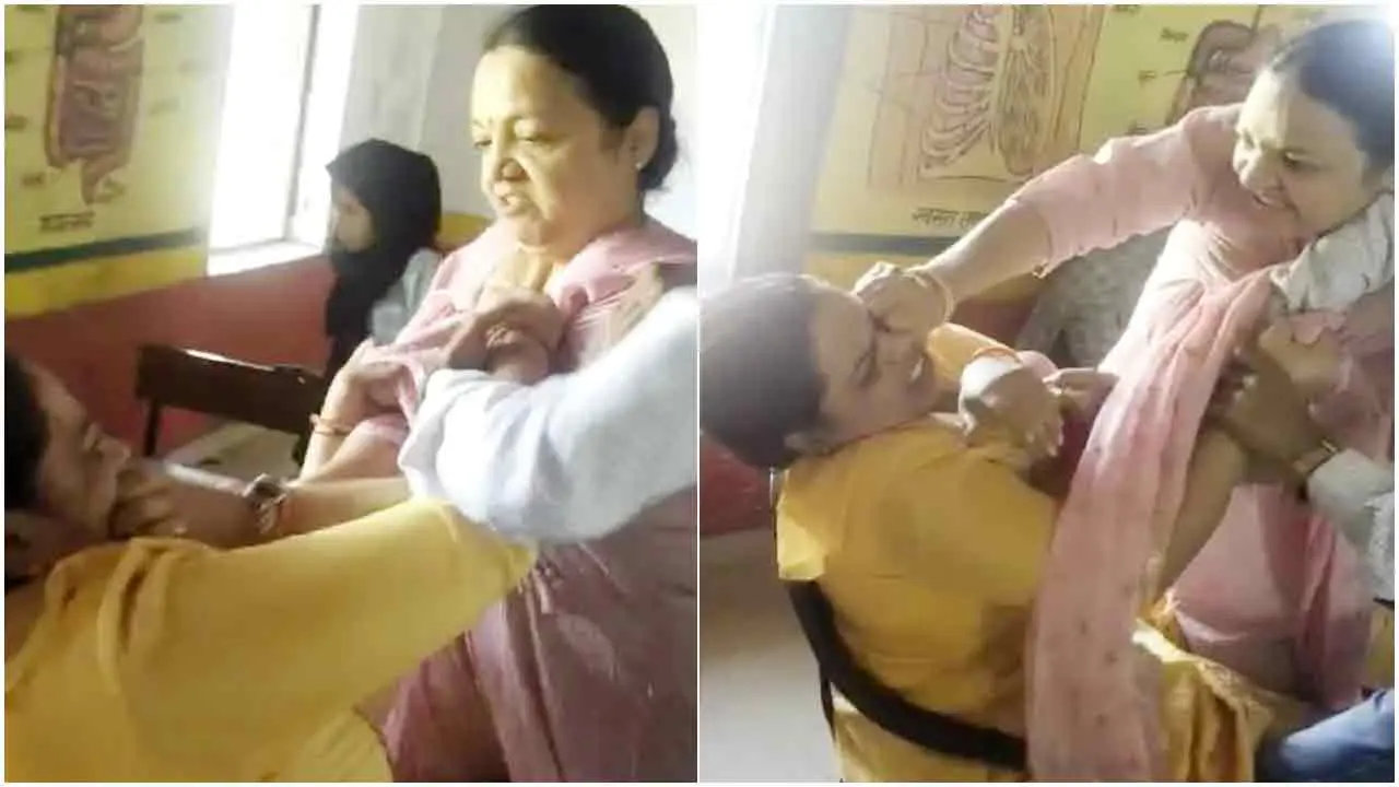 স্কুলে দেরি করে আসায় শিক্ষককে পেটালেন নারী অধ্যক্ষ (ভিডিও)