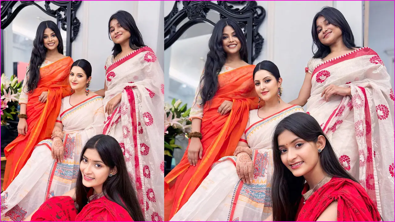 বোনদের সঙ্গে মুগ্ধতা ছড়ালেন পরীমণি