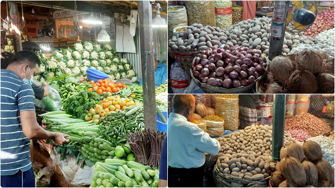 স্বস্তি ফিরছে না পেঁয়াজ-আলুর বাজারে, কিছুটা কমেছে সবজির দাম