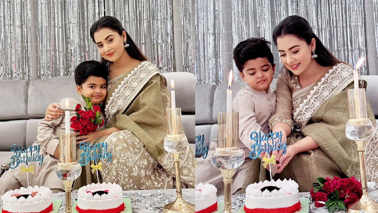 ছেলেকে নিয়ে জন্মদিনের কেক কেটে আবেগপ্রবণ বুবলী