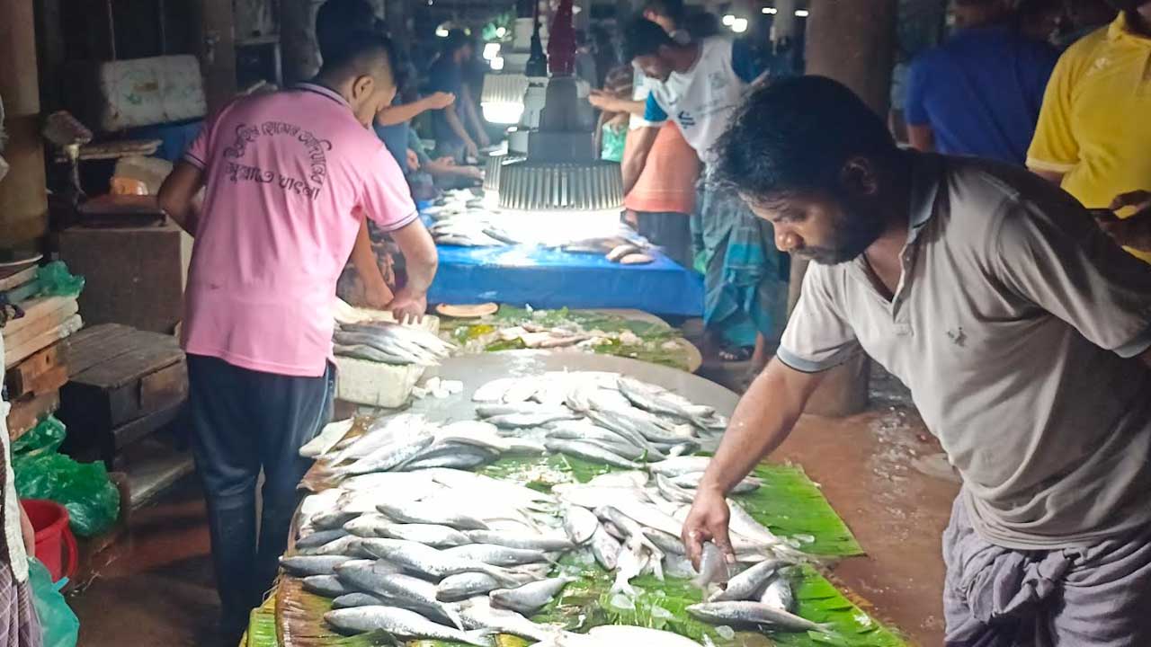 ইলিশের মেলা বসেছে শরীয়তপুরের বাজারে
