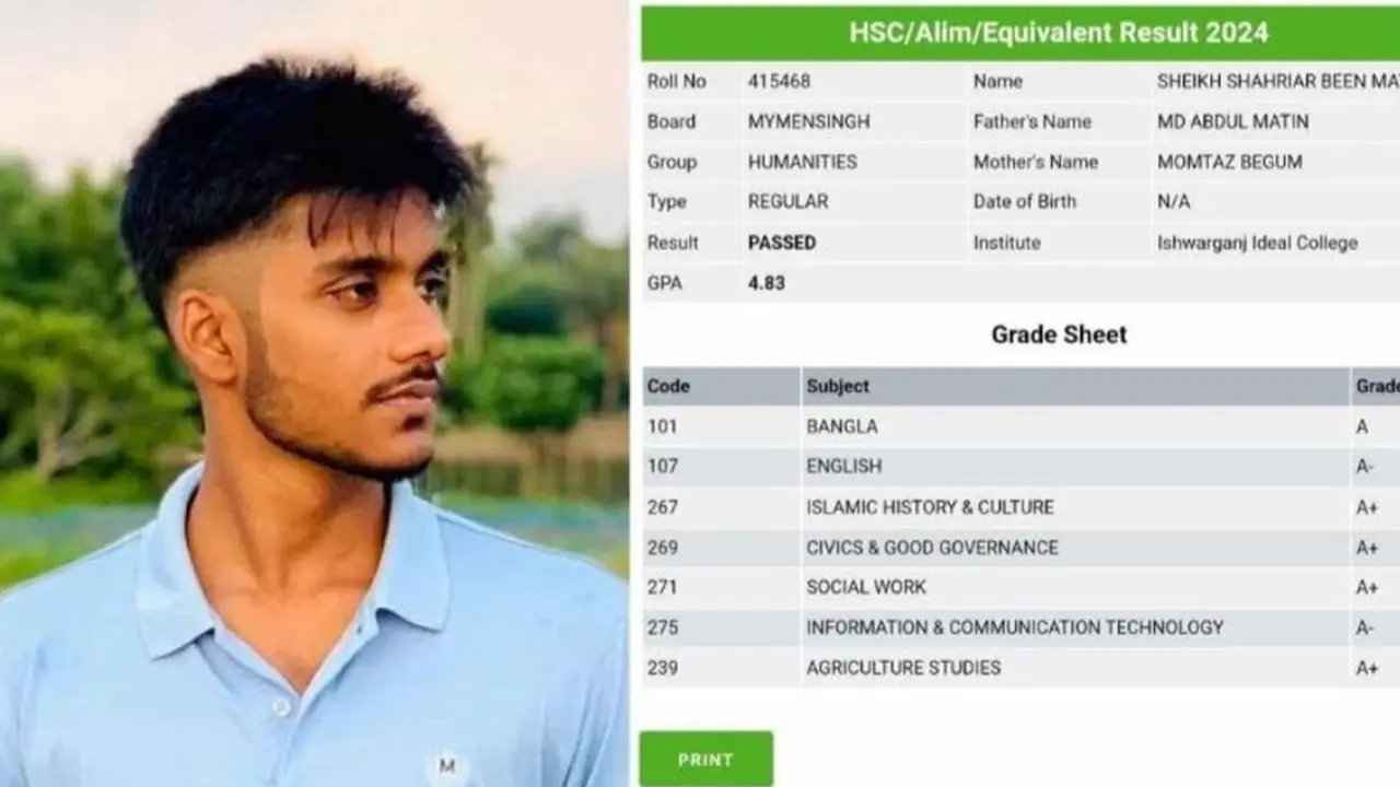 ছাত্র আন্দোলনে শহীদ ময়মনসিংহের শাহরিয়ার পেলেন জিপিএ-৪.৮৩