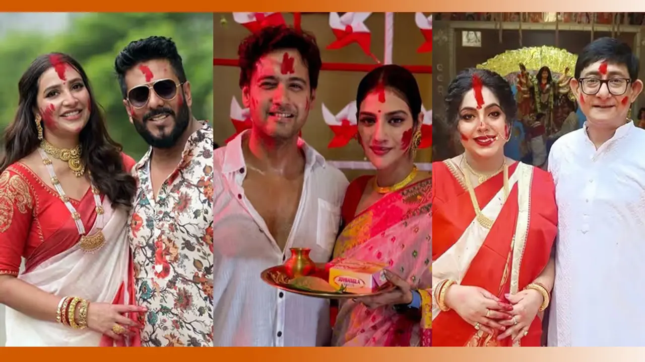 সিঁদুর খেলায় মাতলেন তারকা দম্পতিরা