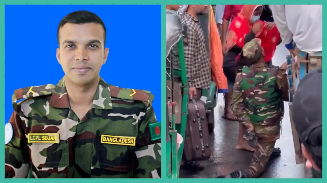হাঁটুকে সিঁড়ি বানিয়ে প্রশংসায় ভাসছেন সেনা সদস্য সুজন