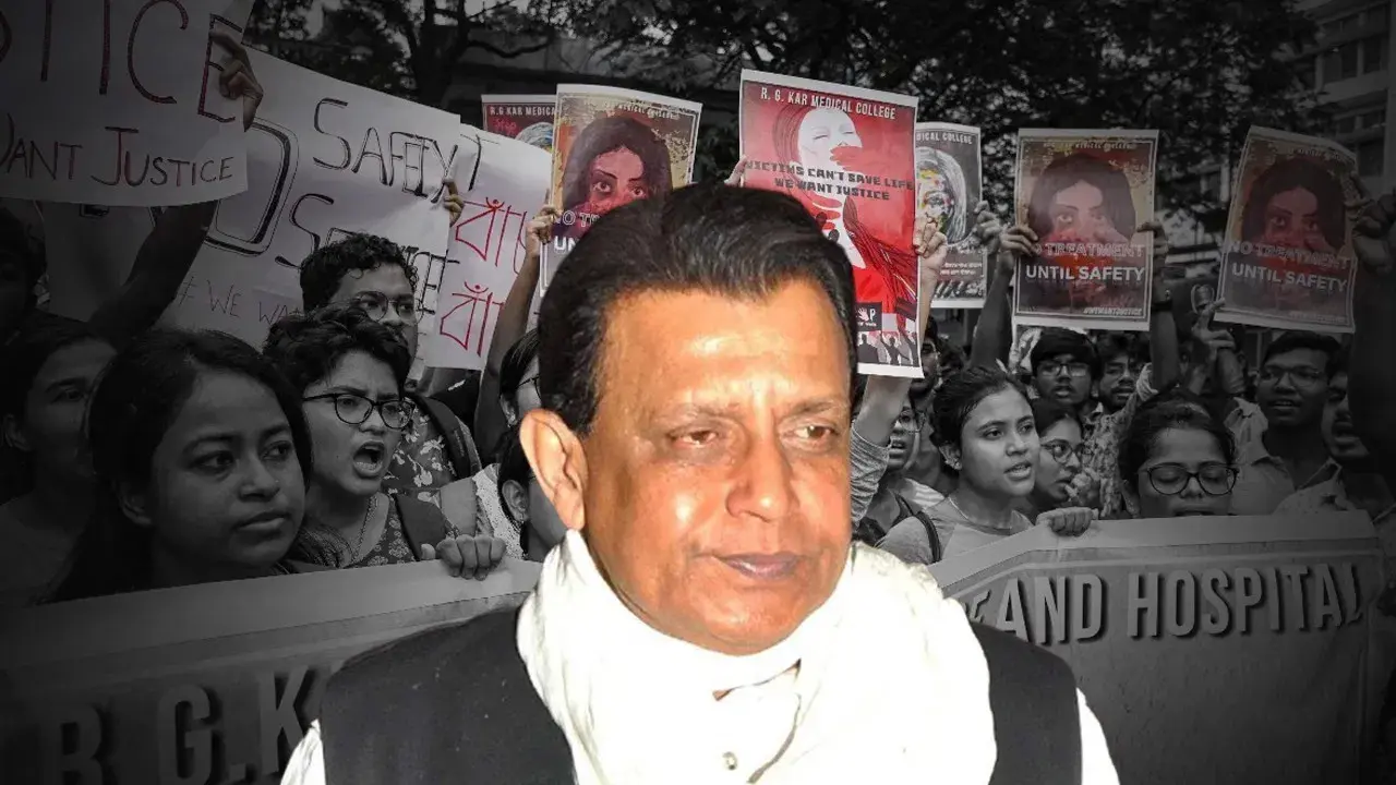 ভাঙা হাত নিয়ে প্রতিবাদ মিছিলে মিঠুন চক্রবর্তী