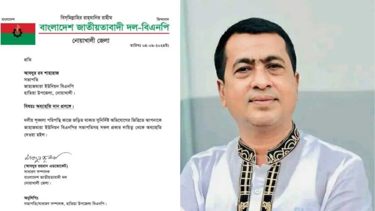 দলীয় নেতাকে হত্যায় ইন্ধনের অভিযোগ, বিএনপি নেতাকে অব্যাহতি